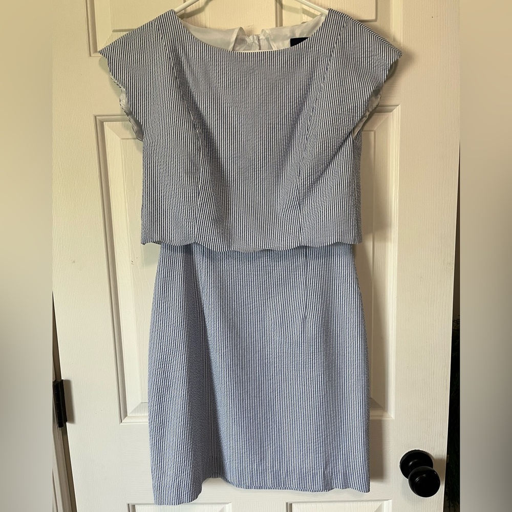 Lauren James Blue Seersucker Dress Size XS